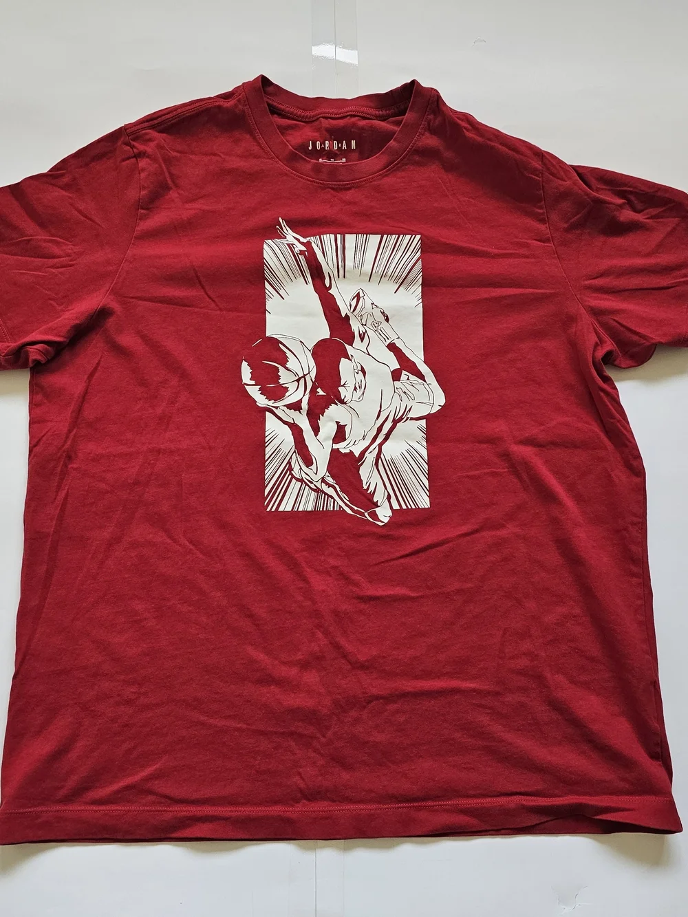 Jordan Red Short Sleeve Graphic Tee with White Jumpman Illustration